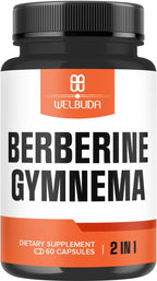WELBUDA Berberine Supplement with Organic Gymnema Sylvestre Leaf - 60 Capsules