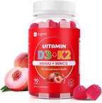 ORGMO Vitamina D3 K2 Gominolas - 9000 UI + 90 mcg MK-7 - Apoyo Óseo y Cardiovascular - Vegano Sin Azúcar - 90 unidades