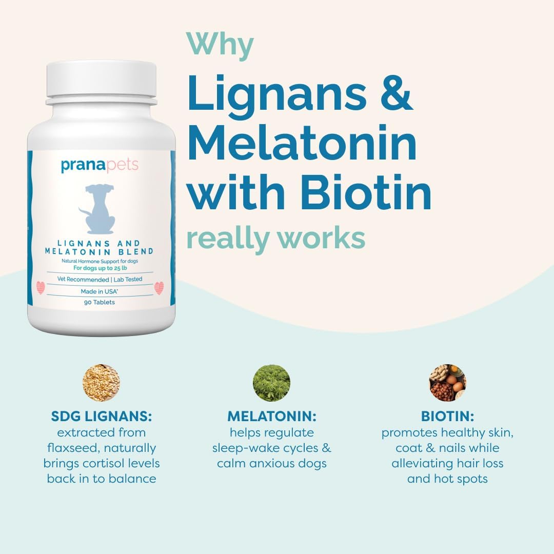 PranaPets Lignans & Melatonin con Biotina para Perros hasta 11 kg