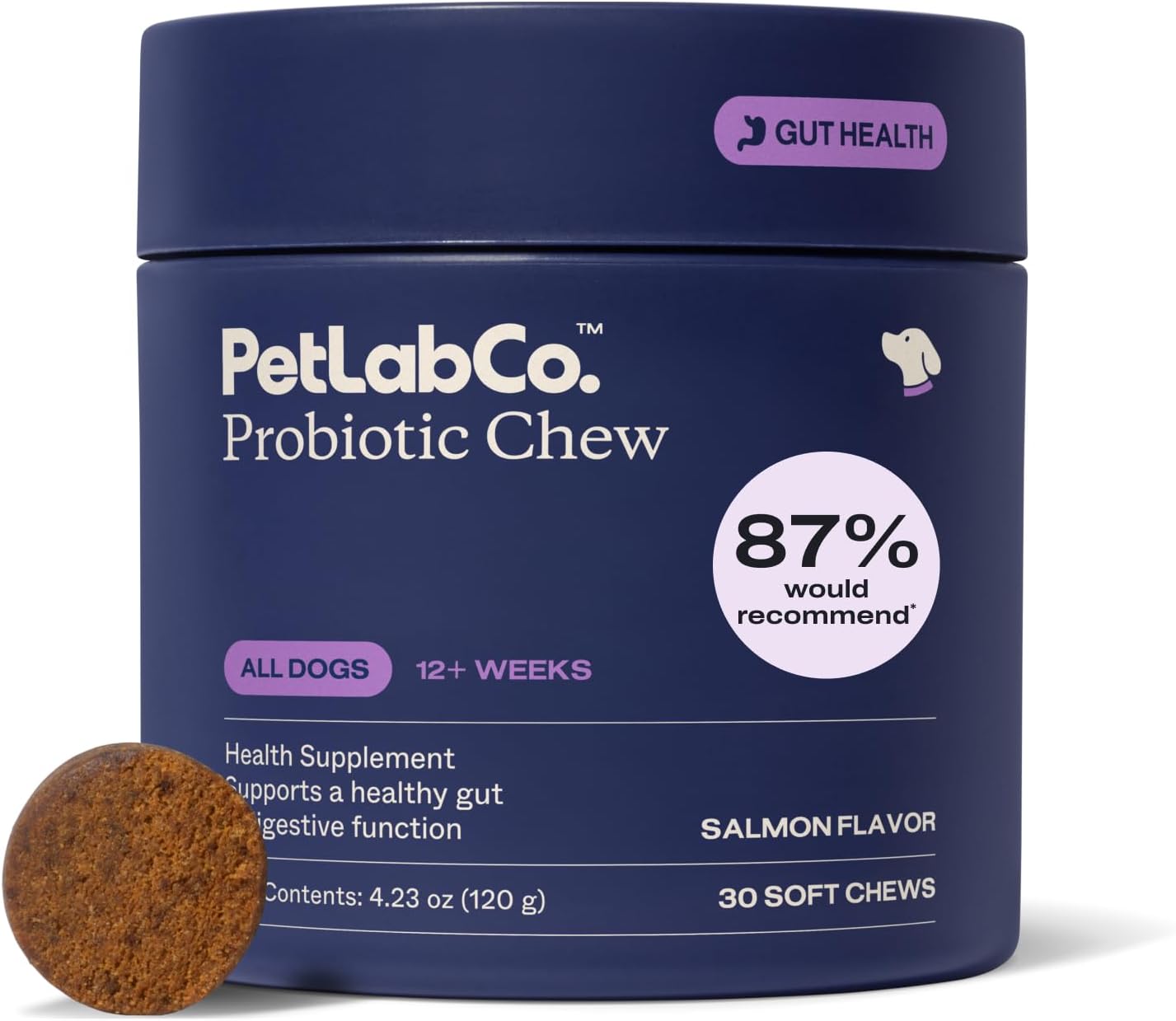PetLab Co. Probióticos para Perros – Sabor Salmón – 30 Masticables Blandos