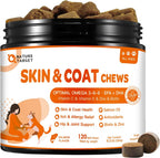 NATURE TARGET Omega 3 Aceite de Pescado para Perros, Suplemento de Piel y Pelaje con Omega 3-6-9 (EPA y DHA), Zinc, Biotina y Vitaminas E y C - 120 Golosinas Blandas Sabor Salmón