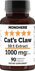 MONOHERB Extracto de Uña de Gato 10:1 - 1000 mg por dosis - 45 cápsulas vegetales