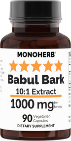 MONOHERB Babul Bark 10:1 Extract - 1000 mg por dosis - 45 Cápsulas Veganas