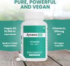 Zynano DK - Vitamina D3 10000 UI + K2 120 mcg Vegano con MCT - 60 Cápsulas