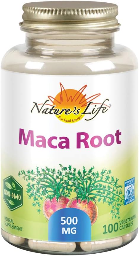 Nature's Life Maca Raíz 500mg | Energía, Vitalidad y Resistencia | No GMO, Vegano | 100 Cápsulas
