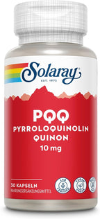 SOLARAY PQQ 10 mg, Suplemento de Pirroloquinolina Quinona, Apoyo a la Función Celular, Cardíaca y Cognitiva, 30 Cápsulas Vegetales