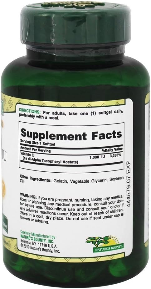 Nature's Bounty Vitamina E 1000 UI Cápsulas Blandas - 60 Cápsulas (Paquete de 2)