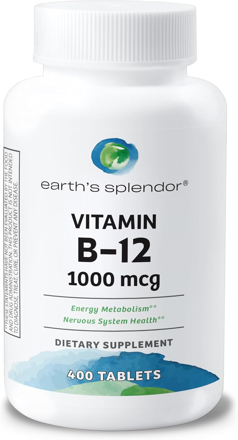 Earth's Splendor B12 1000 mcg - 400 Comprimidos - Suplemento de Vitamina B12