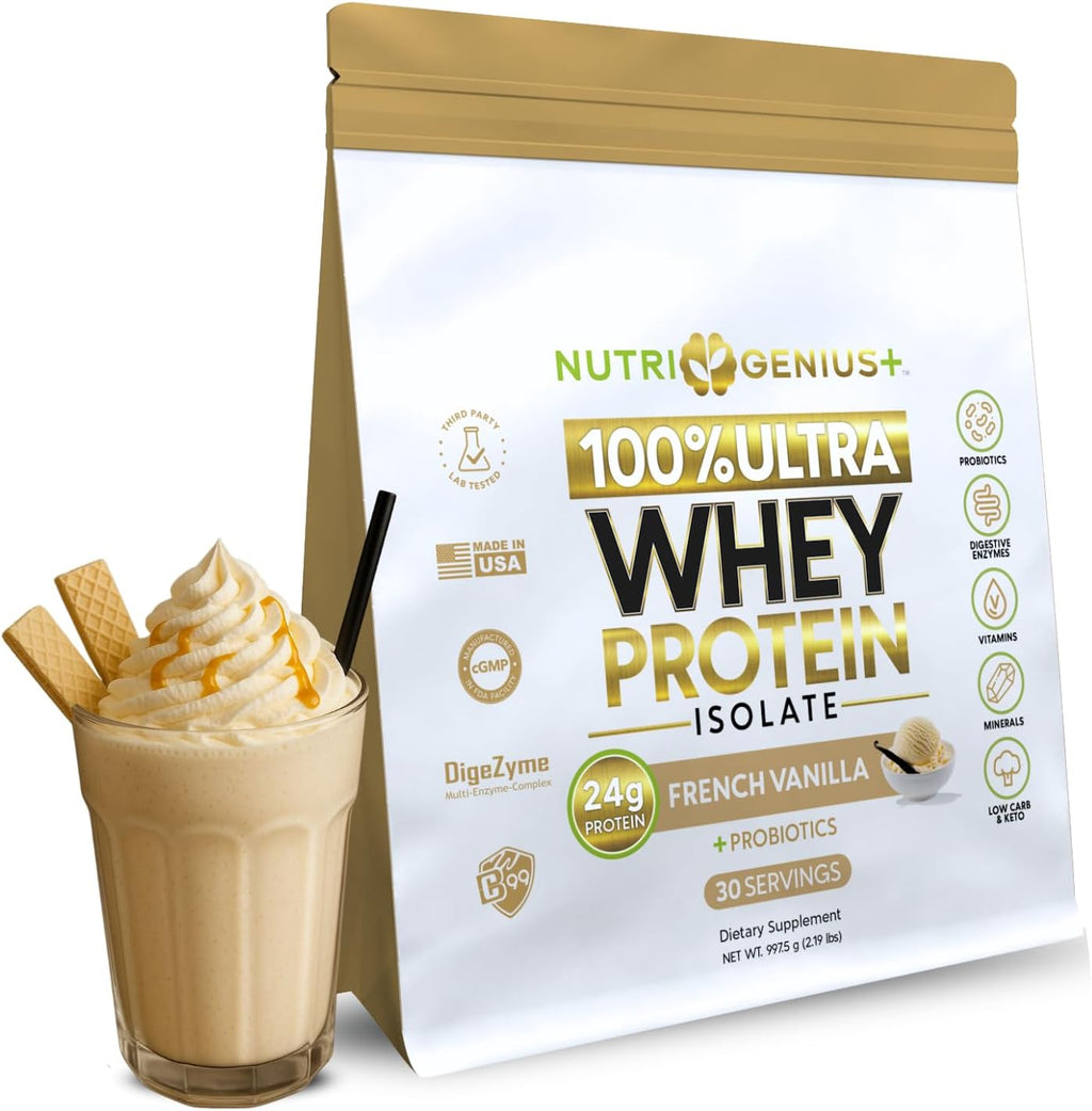 Nutrigenius+ Protein Source – 24g de Aislado de Proteína de Suero por Ración – Sabor Mantequilla de Cacahuete