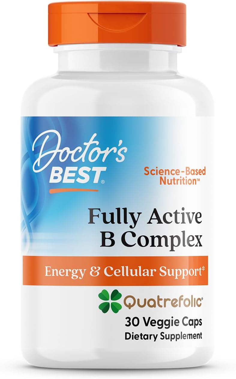 Doctor's Best Complejo Vitamínico B Totalmente Activo - Complejo B con B12 metilada y folato - 30 cápsulas veganas