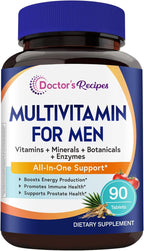 Doctor's Recipes Multivitamínico para Hombres, Complejo Diario Completo con Licopeno, Saw Palmetto, Vitaminas A, B6, B12, C, D, E, Zinc y Más, Salud del Corazón, Energía, Próstata e Inmunidad, 90 Comprimidos