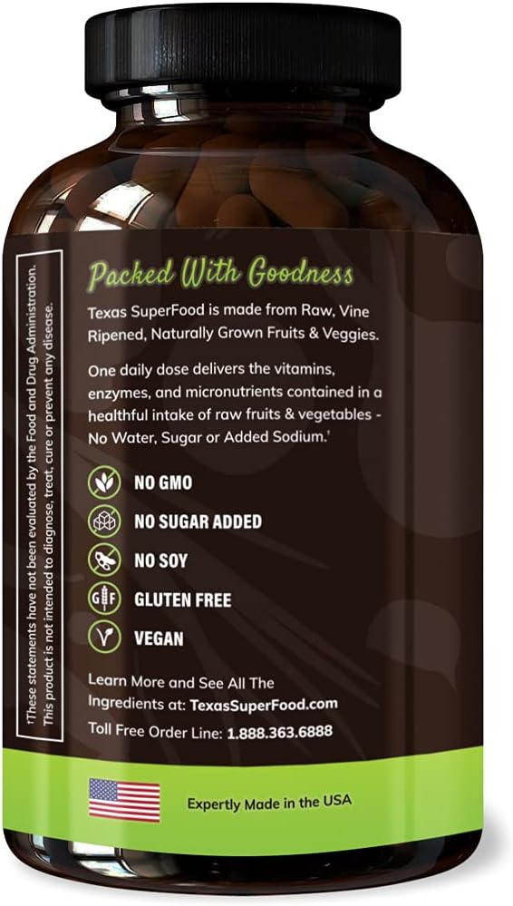 Texas SuperFood - Original Superfood Capsules, Red and Green, 180 Count