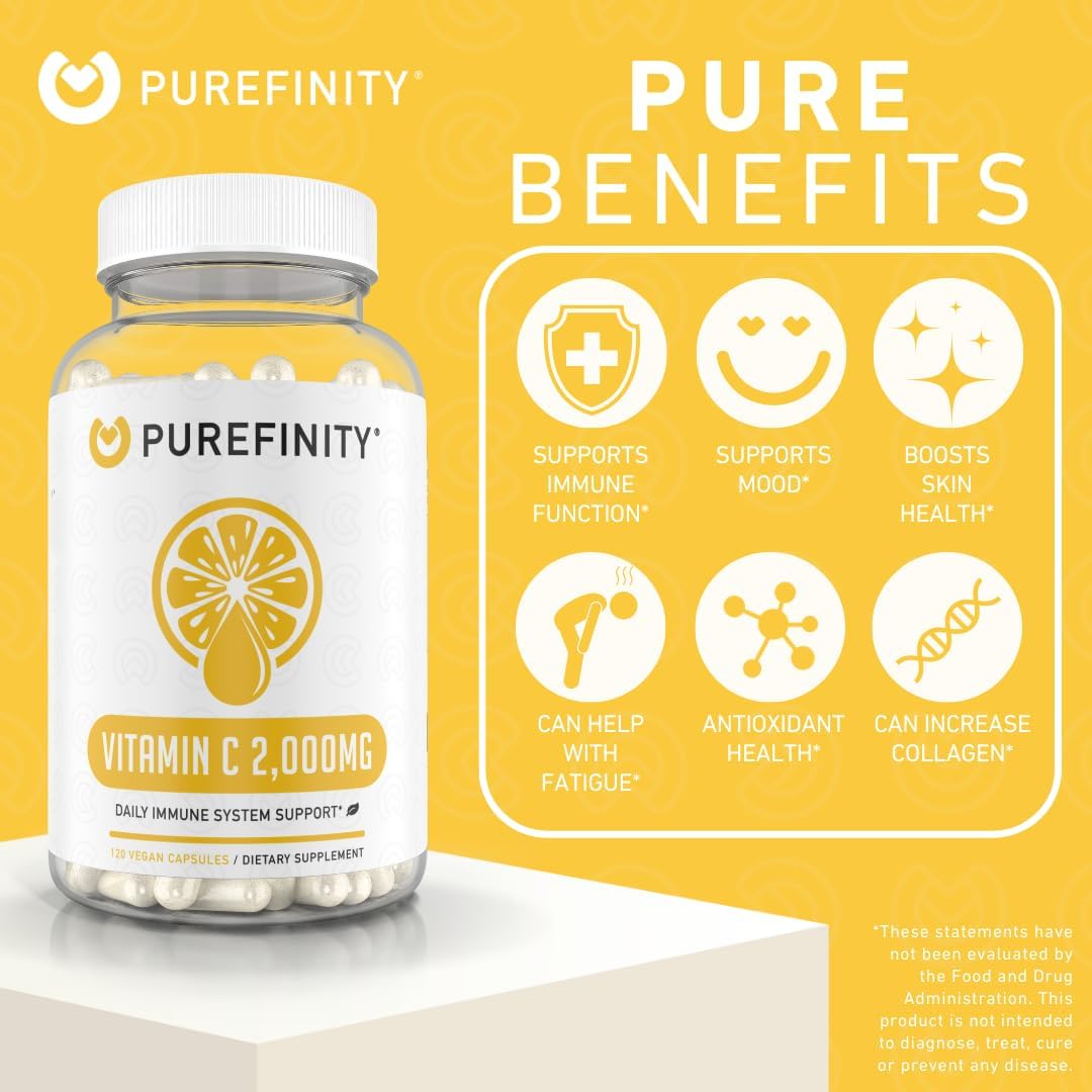 PUREFINITY Vitamina C 2000 mg Cápsulas – Alta Absorción, 120 Cápsulas (1 Mes)