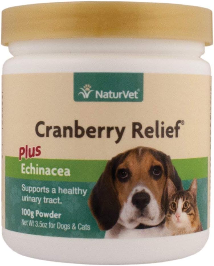 NaturVet Cranberry Relief, 100 g Polvo - Suplemento para el Tracto Urinario de Perros y Gatos