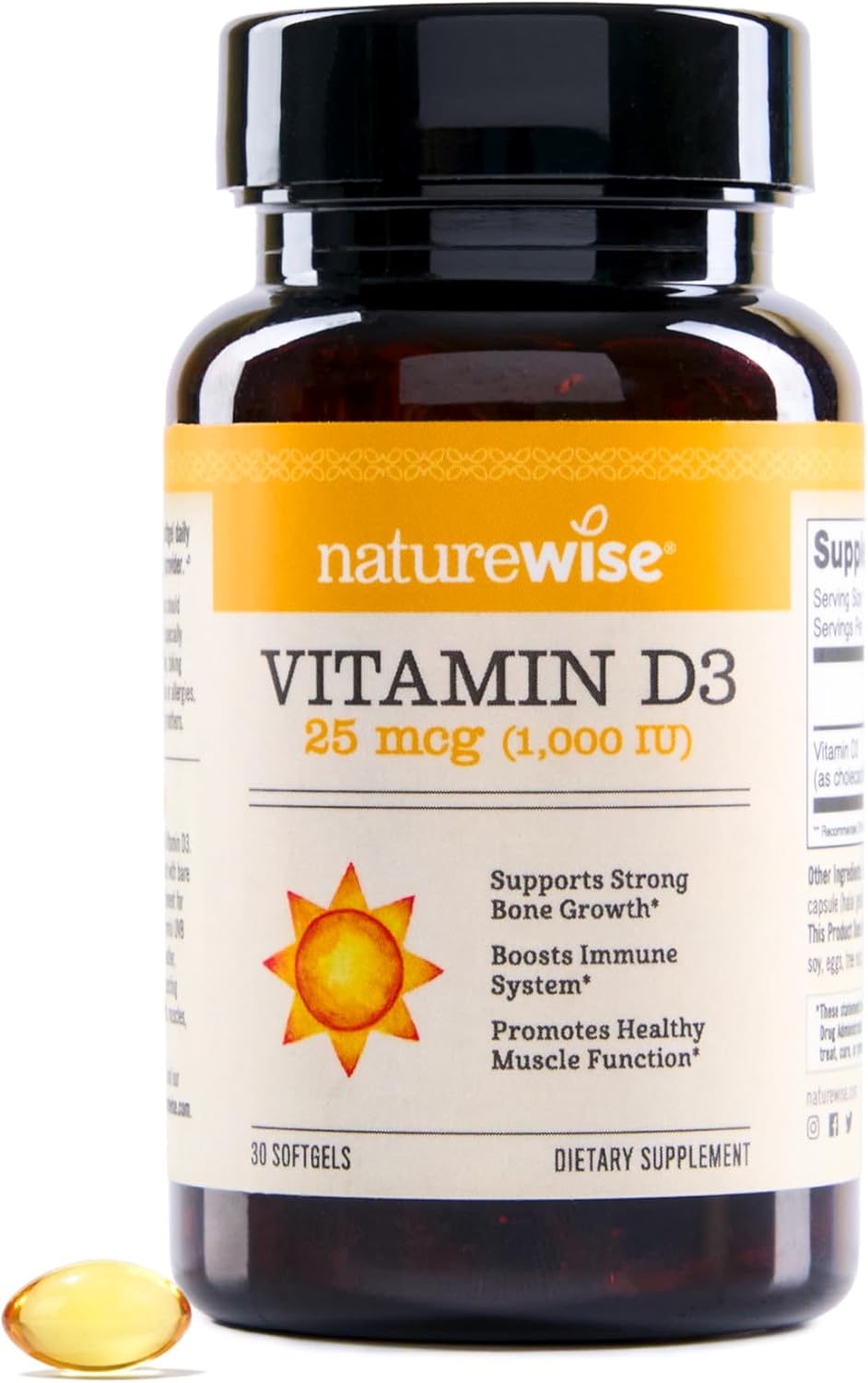 NatureWise Vitamina D3 1000 UI (25 mcg) – 30 Cápsulas Blandas
