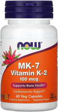 Now Foods Vitamina K-2 (MK-7) 100 mcg, 60 Cápsulas Veganas (Paquete de 2)