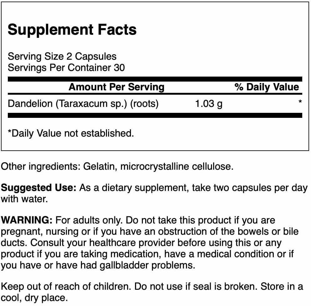 Swanson Dandelion Root 515 mg - 60 Cápsulas