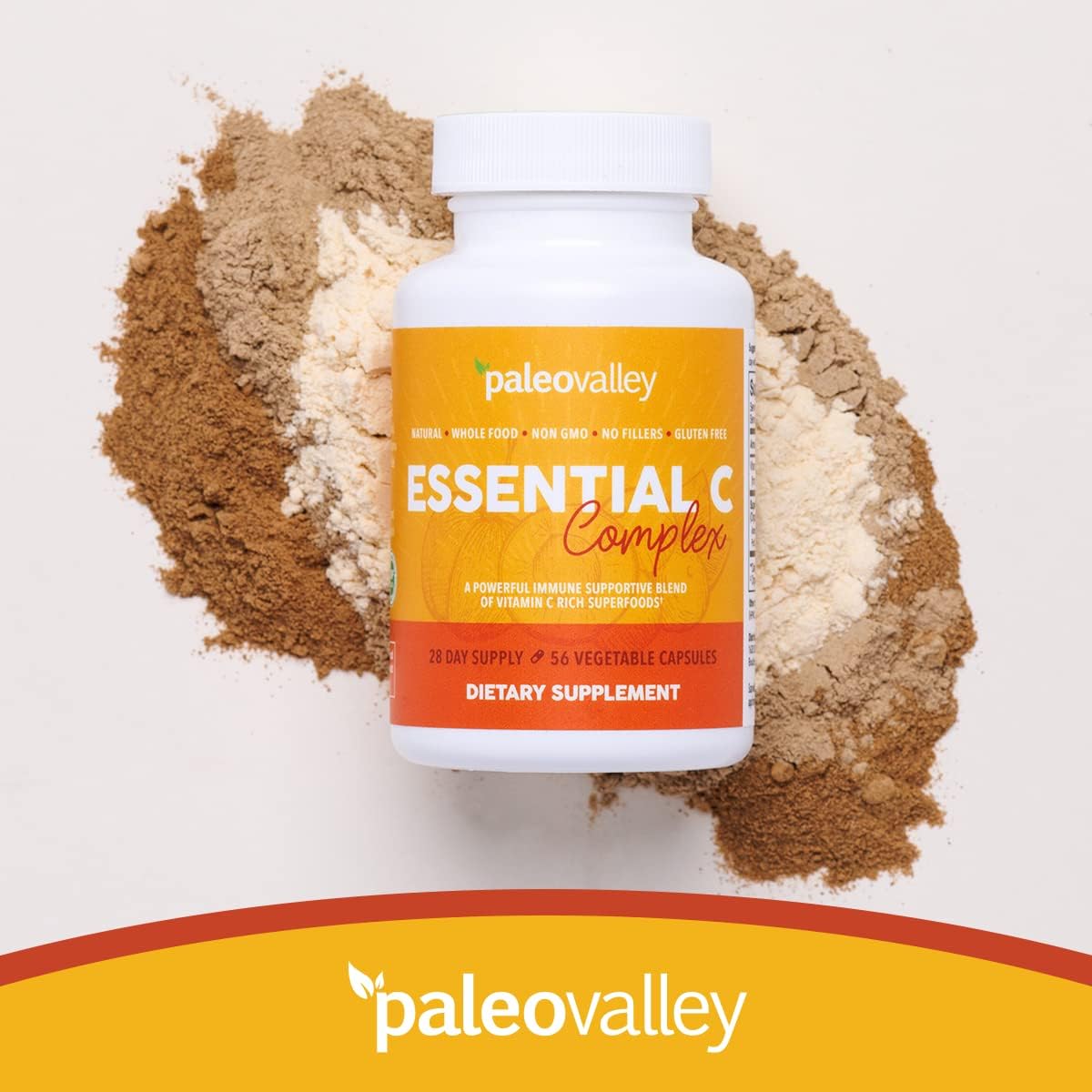 Paleovalley Essential C Complex - Vitamina C 450mg con Acerola, Camu Camu y Amla - Sin Sintéticos