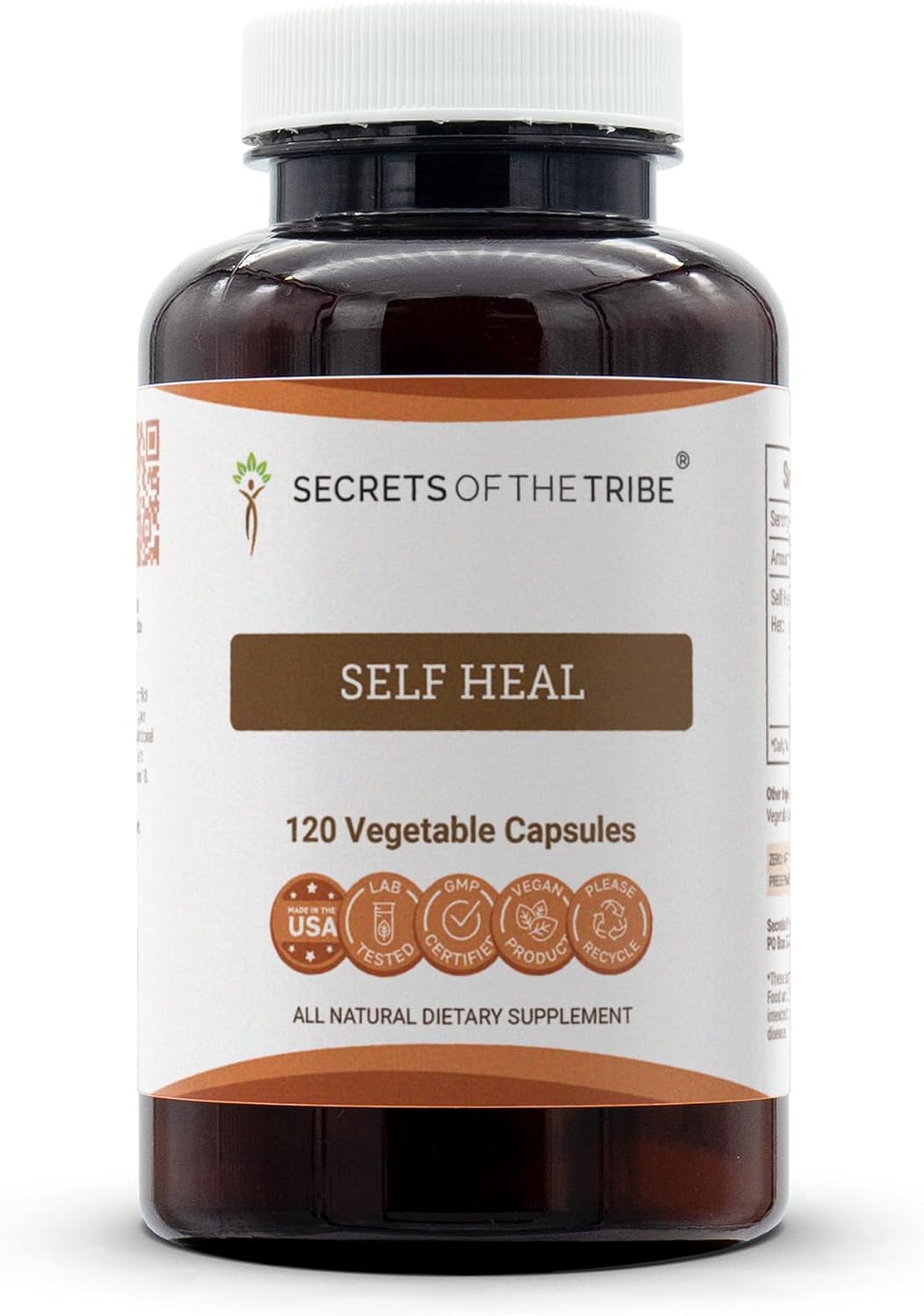 Secrets of the Tribe Self Heal 120 Cápsulas - Prunella Vulgaris (Heal All) - Complemento Alimenticio Herbal