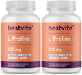 BESTVITE L-Prolina 500mg (240 Cápsulas Vegetarianas) - Sin Estearatos - Sin Rellenos - Vegano - Sin Gluten - No OGM