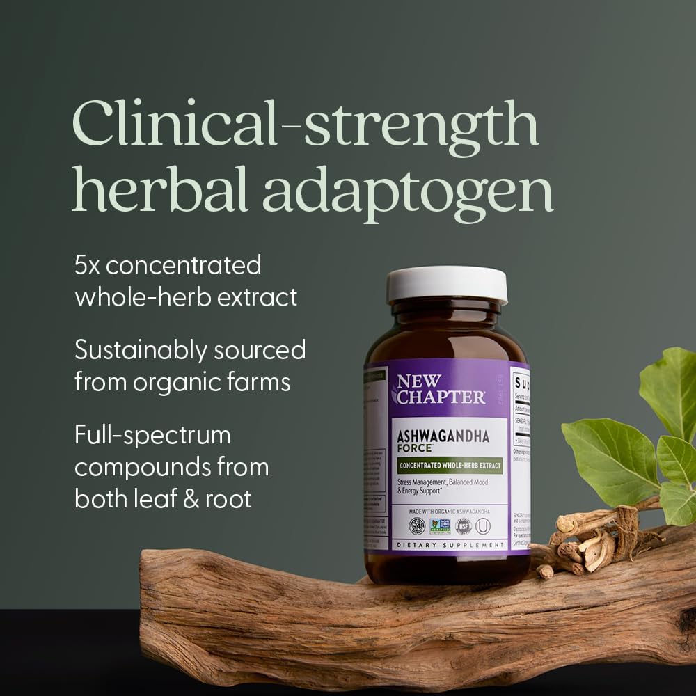 New Chapter Ashwagandha Orgánica, Suplemento Adaptógeno - 60 Cápsulas