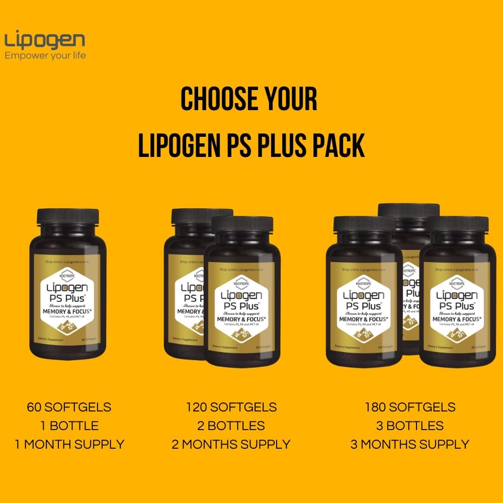 Lipogen PS Plus - Memory and Focus Supplement with Phosphatidylserine - 60 Softgels