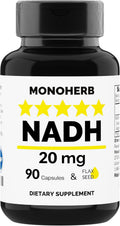 MONOHERB NADH 20 mg - 90 Cápsulas Vegetales - Suplemento de Nicotinamida Adenina Dinucleótido Reducido
