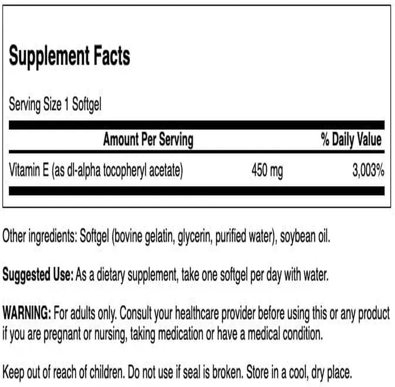 Swanson Vitamina E 1000 UI (450 mg) - 60 Softgels