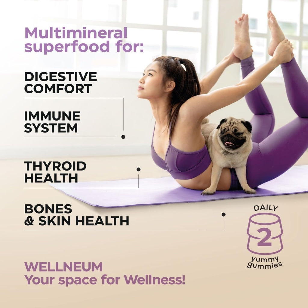 Wellneum Gominolas Multimineral de Sea Moss 3000 mg con Probiótico y Aceite de Semilla Negra (2 Paquetes)
