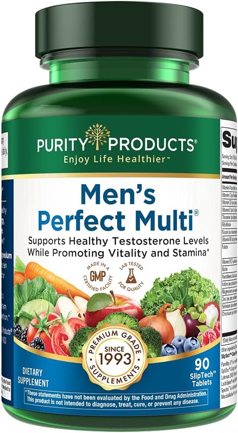 Purity Products Men's Perfect Multi from Vitamins, Minerals and Phytonutrients - Promotes Energy, Vitality and Stamina - Easy to Swallow - 90 Tablets