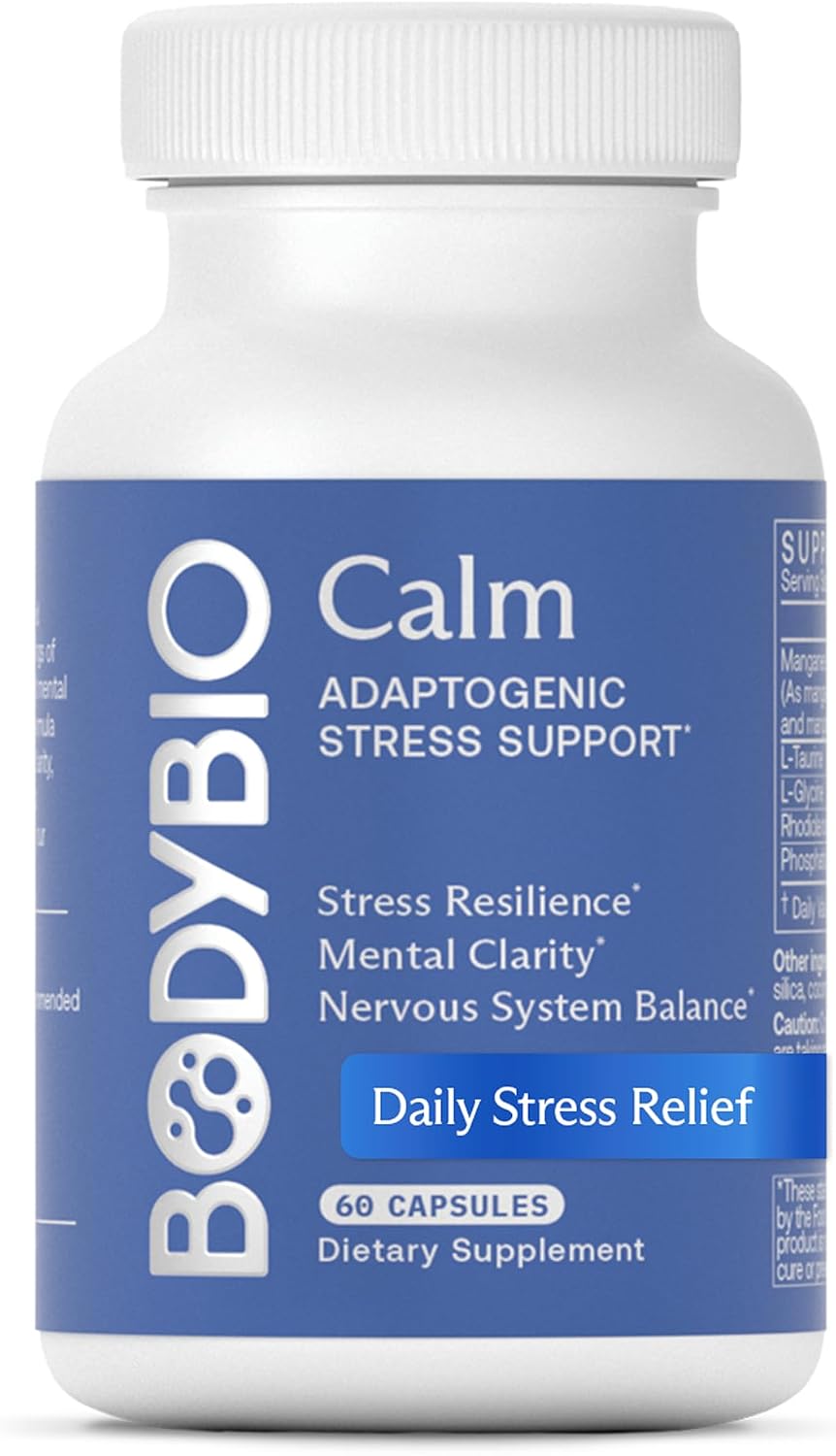 BodyBio Calm - Fórmula Natural contra el Estrés con Rhodiola y Glicina - 60 Cápsulas