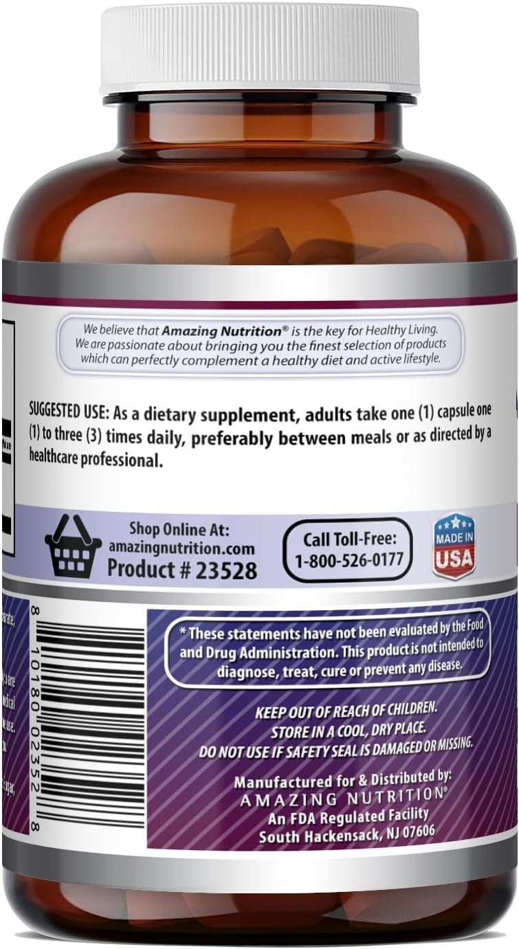 Amazing Formulas L-Tirosina 500 mg Cápsulas - Suplemento de Aminoácido (3 Envases | 180 Cápsulas)