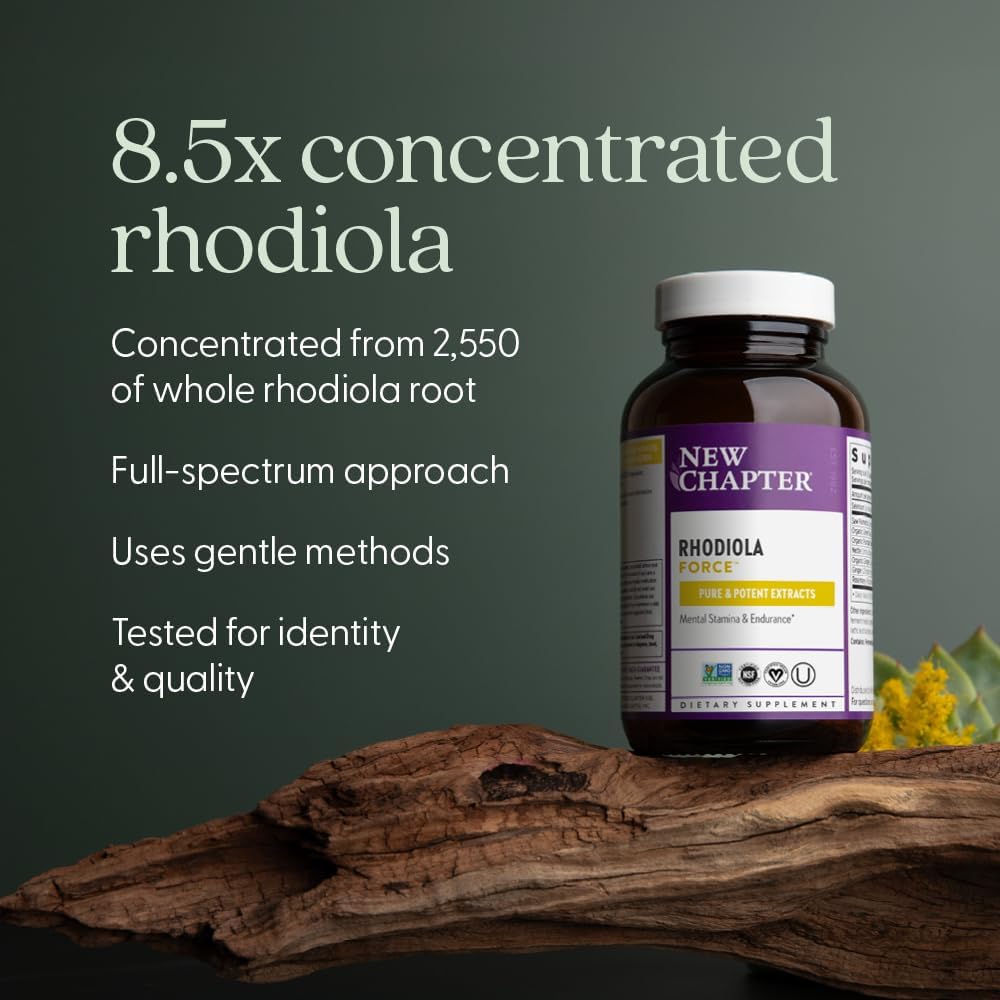 New Chapter Rhodiola Force 300 mg - Adaptogeno Vegano para el Estrés y la Concentración