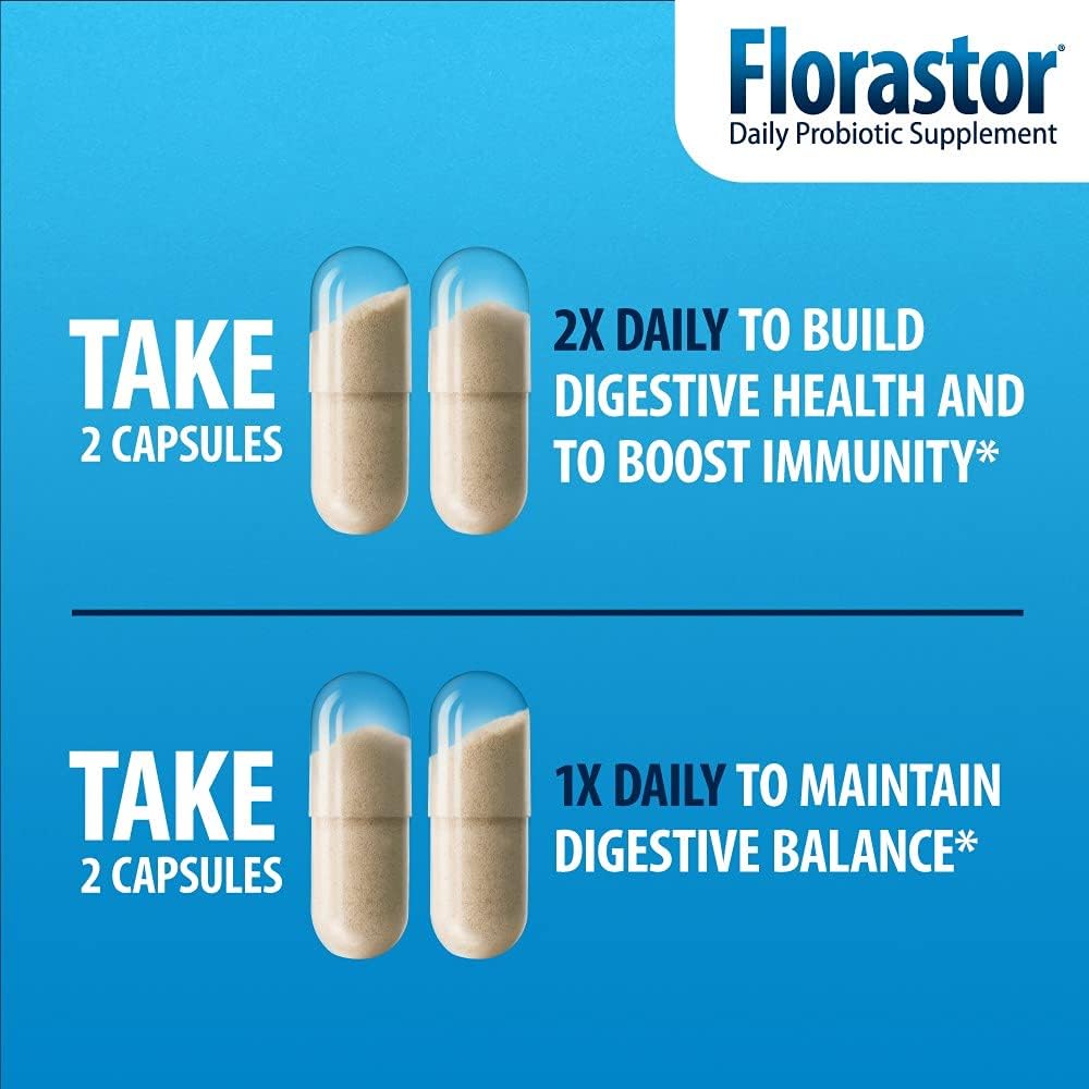 Florastor Daily Probiotic, 20 Capsules (Pack of 2)