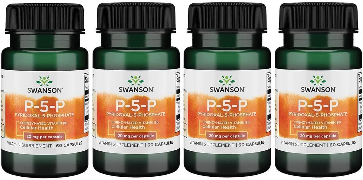 Swanson P-5-P (Piridoxal-5-Fosfato) Vitamina B6 Coenzimada 20 mg 60 Cápsulas