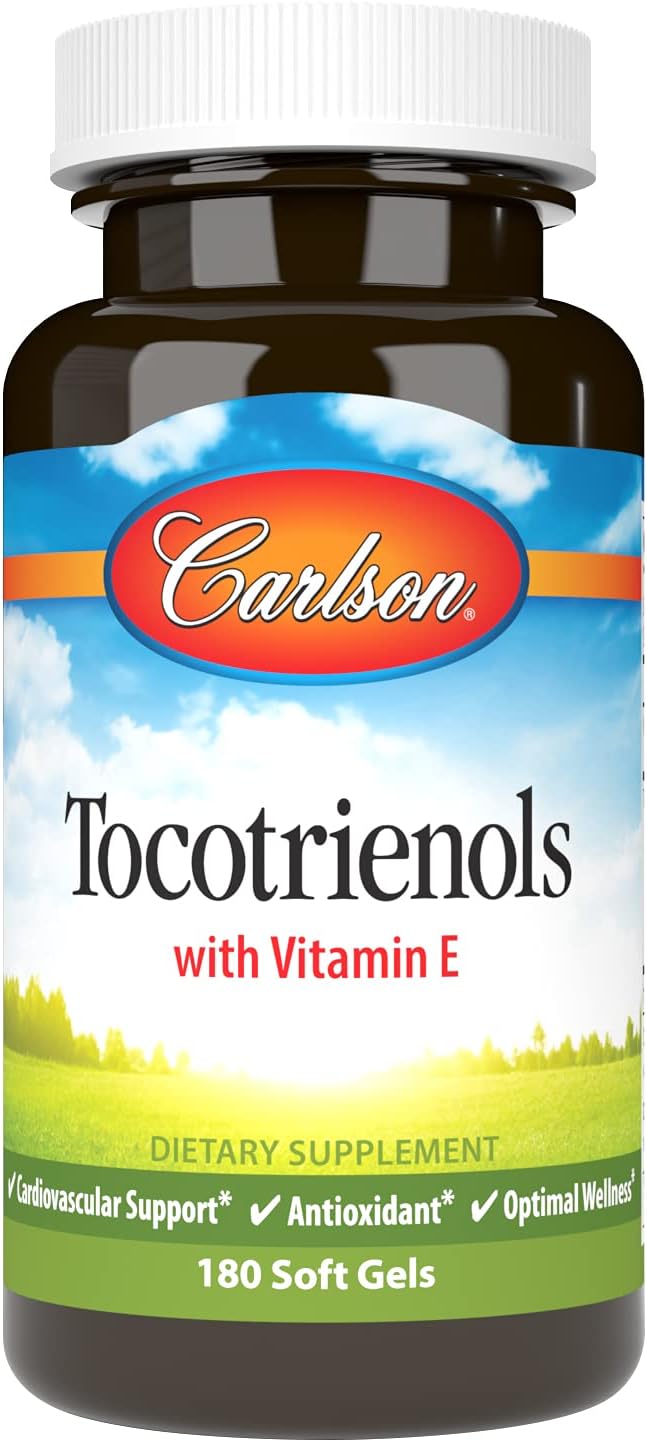 Carlson - Tocotrienoles, 40 mg, con vitamina E de fuente natural, gamma, alfa, delta, beta, de origen sostenible, 180 cápsulas blandas