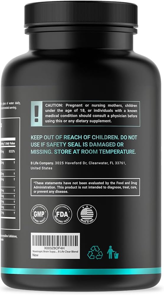 Cápsulas de Lion's Mane – Memoria, Enfoque y Claridad – Suplemento Nootrópico con Ashwagandha, Tiamina (B1), Magnesio L-Treonato – 240 Cápsulas
