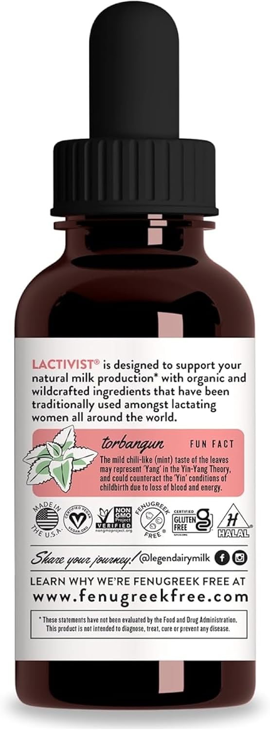 Legendairy Milk Lactivist Drops – Complemento para la lactancia con Torbangun orgánico, sin alcohol, 60 ml