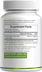 Vitamina B3 Niacinamida 1000 mg - 500 Cápsulas - Sin Rubor