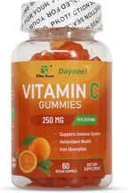 Vitamin C Gummies 250mg – 60 Gomitas con Sabor a Naranja para Adultos, Veganas, Sin Gluten