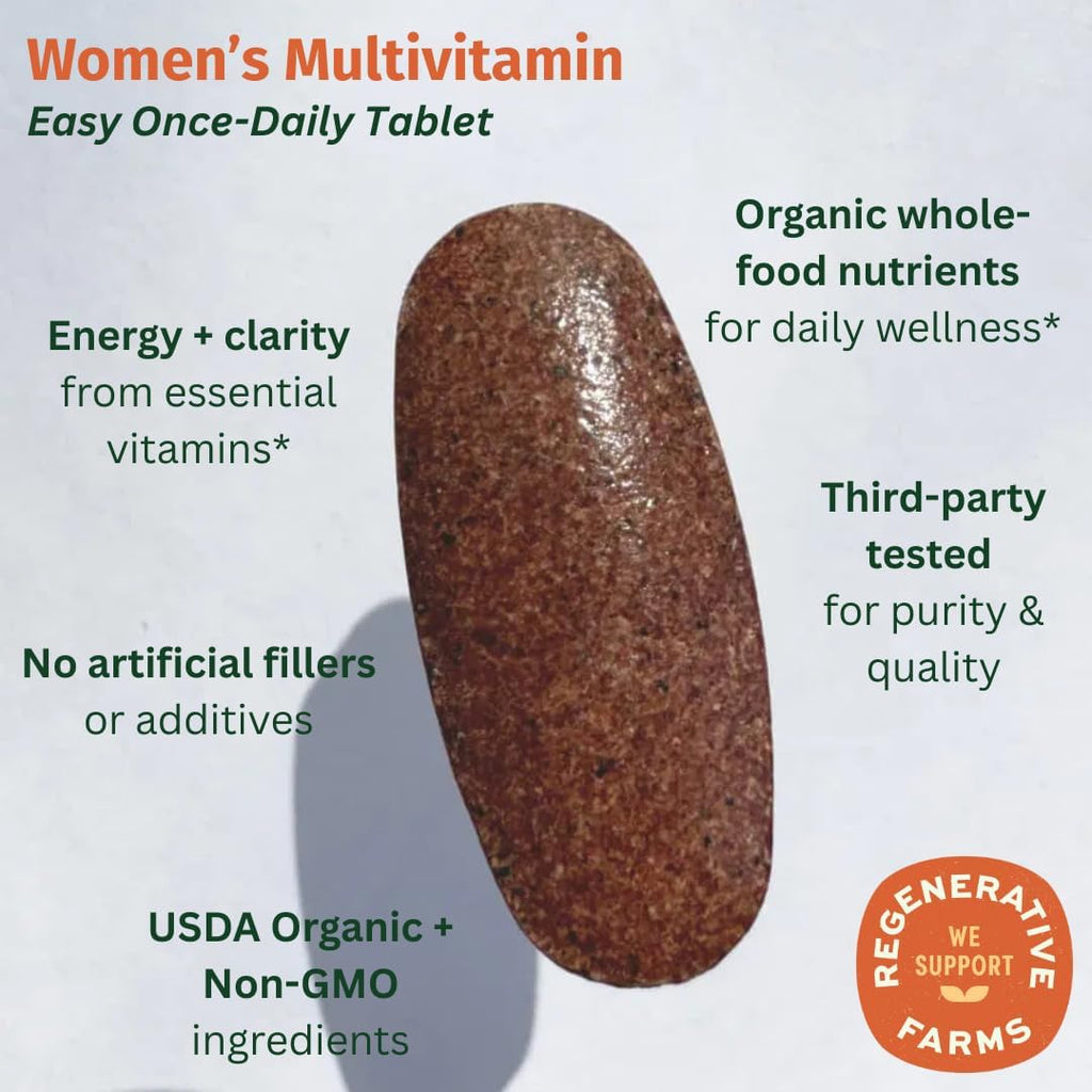 EarthFirst Organic Women’s Multi Once Daily - Multivitamínico para Mujer con Hierro y Vitamina B12 - 60 Comprimidos