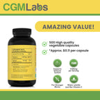 CGMLABS Vitamina C No Ácida 1500mg con Calcio - 500 Cápsulas