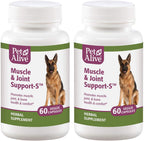 PetAlive Muscle and Joint Support-S 2 Pack - Suplemento herbal para perros y gatos