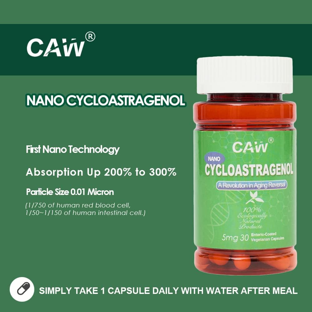CAW Suplemento de Telómeros con Cicloastragenol Nano 5mg – 30 Cápsulas Entéricas