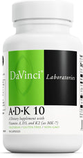 DAVINCI Labs ADK 10 - Combinación de Vitaminas A, D3 y K2 (MK-7) - 90 Cápsulas - Vegetariano, Sin Gluten, Sin Soja