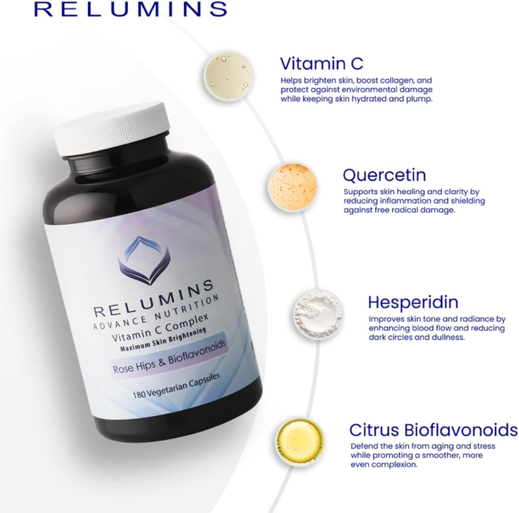 Relumins Vitamina C con Escaramujo - 1000 mg - 180 Cápsulas (30 Días)