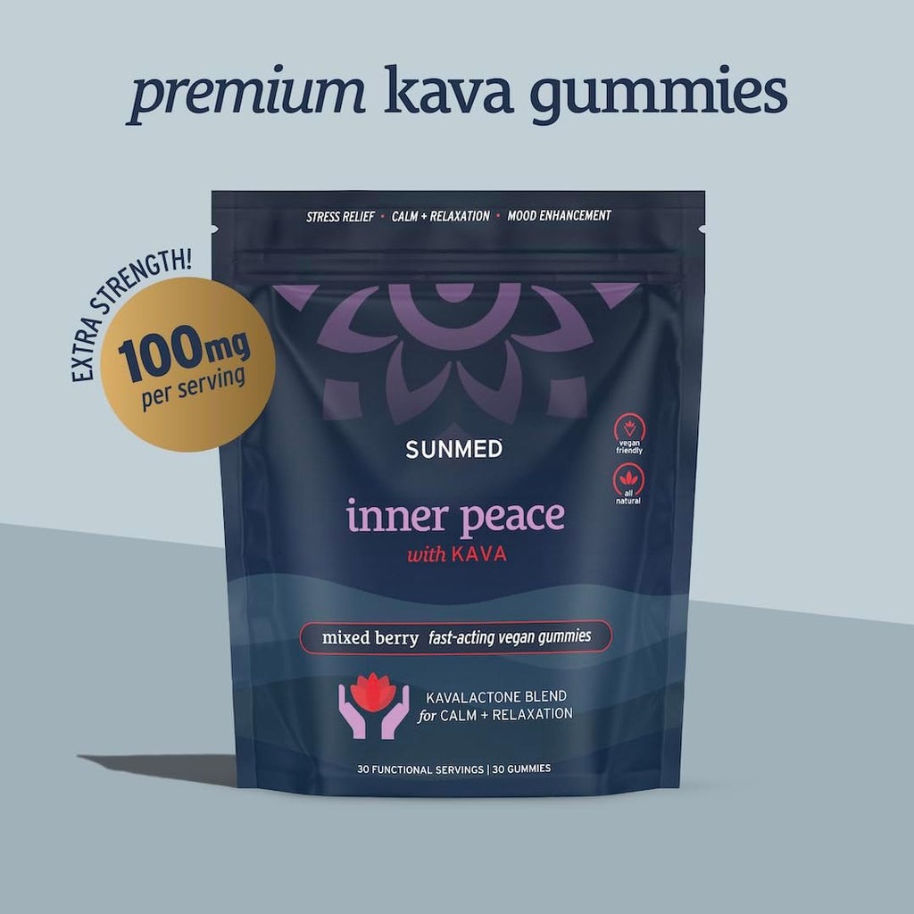 SUNMED Gominolas de Kava para el Estrés y la Calma Profunda | 100mg Kavalactonas | Vegano | Sabor Frutos Rojos