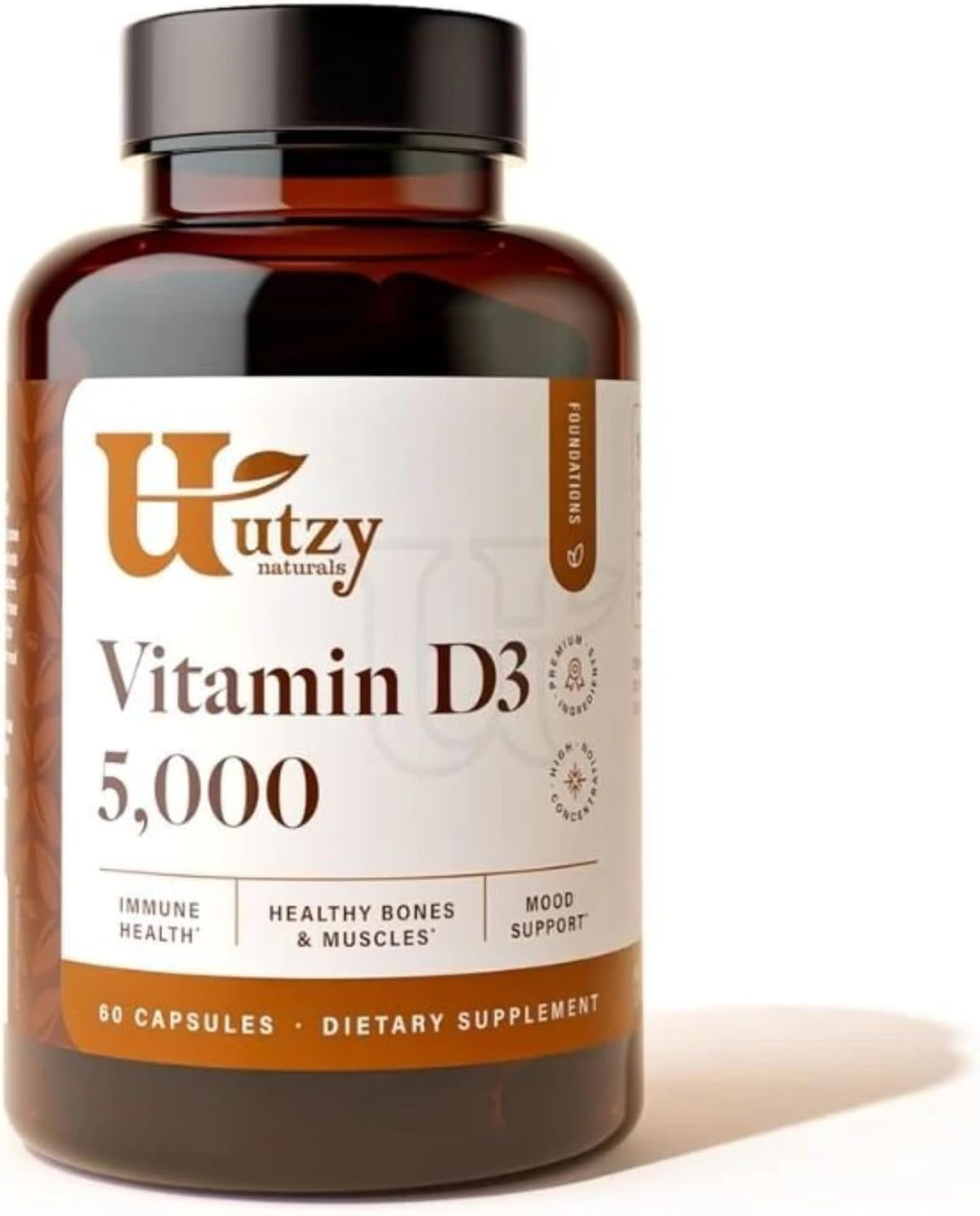Utzy Naturals Vitamina D3 5000 UI | – Absorción de calcio y fósforo: La vitamina D contribuye a la absorción y – Image 1