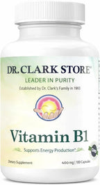 Dr. Clark Vitamin B1 Tiamina 400mg, 100 Cápsulas de Gelatina