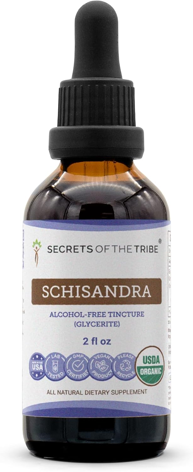 Secrets of the Tribe Schisandra USDA Organic - Extracto sin Alcohol, Gotas de Alta Potencia (60 ml)